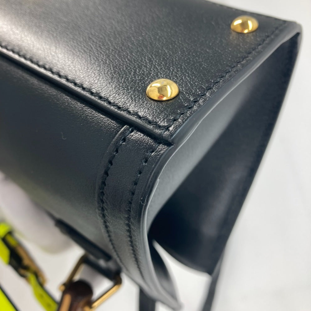 GUCCI Tote Bag 655661 leather black Neon color strap included Diana Mini Bamboo Women Used Authentic