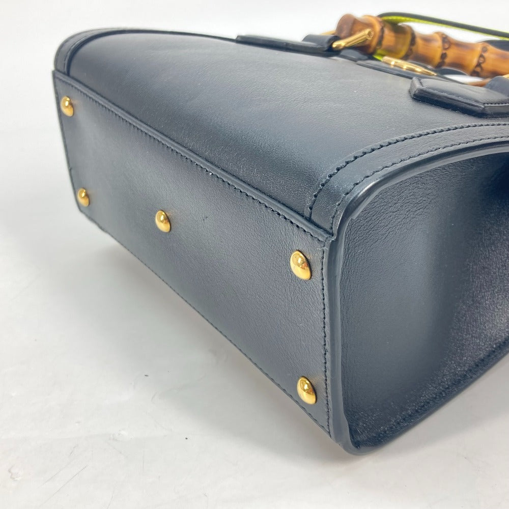 GUCCI Tote Bag 655661 leather black Neon color strap included Diana Mini Bamboo Women Used Authentic
