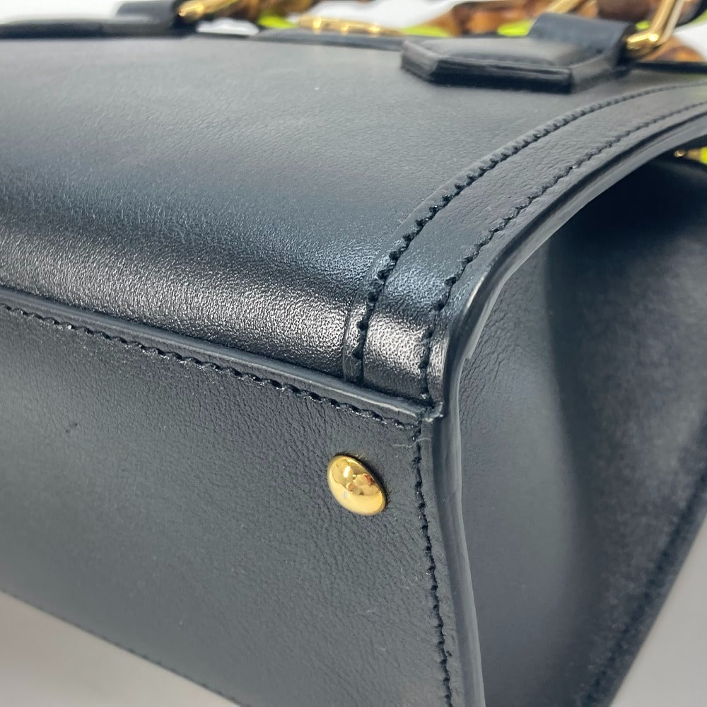 GUCCI Tote Bag 655661 leather black Neon color strap included Diana Mini Bamboo Women Used Authentic