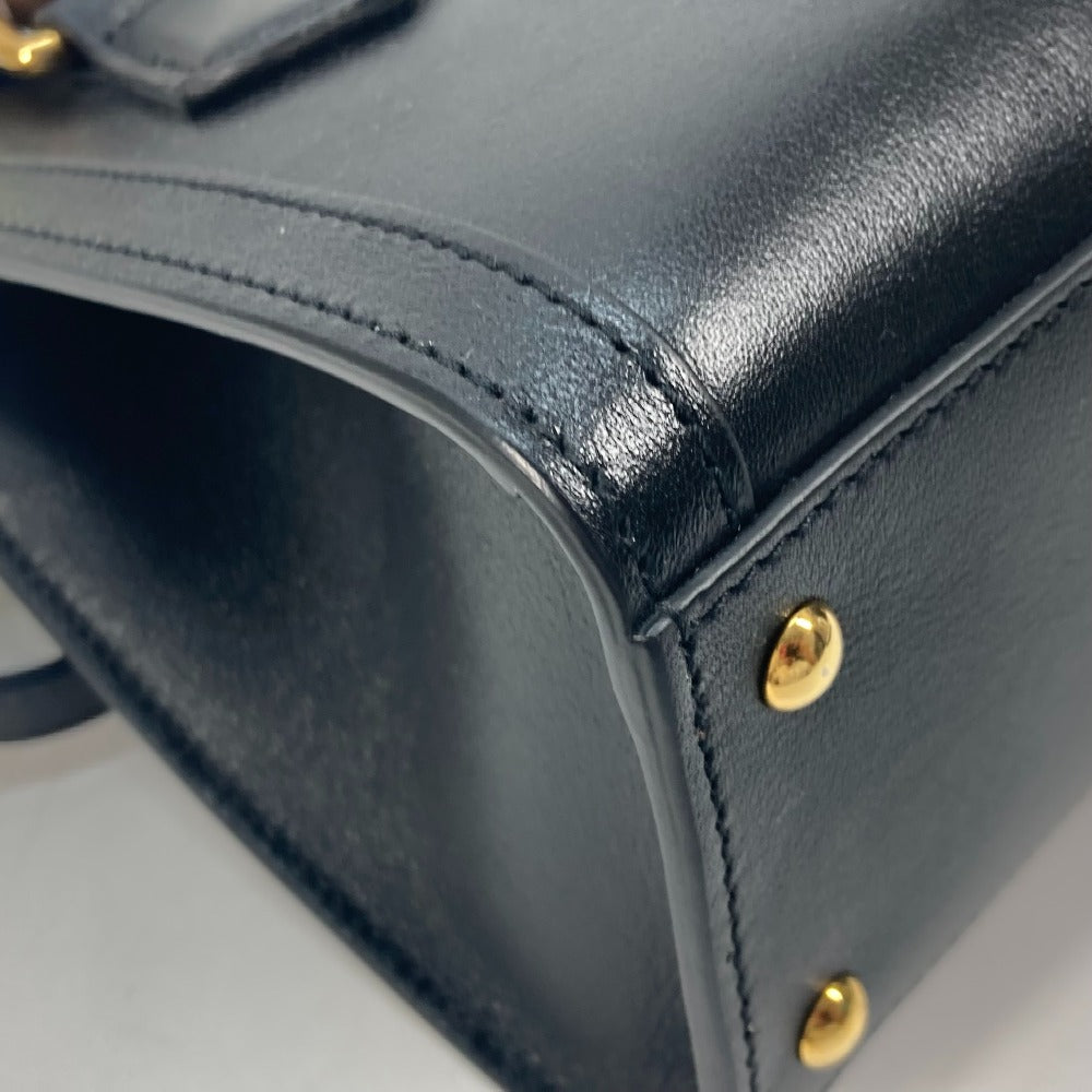 GUCCI Tote Bag 655661 leather black Neon color strap included Diana Mini Bamboo Women Used Authentic