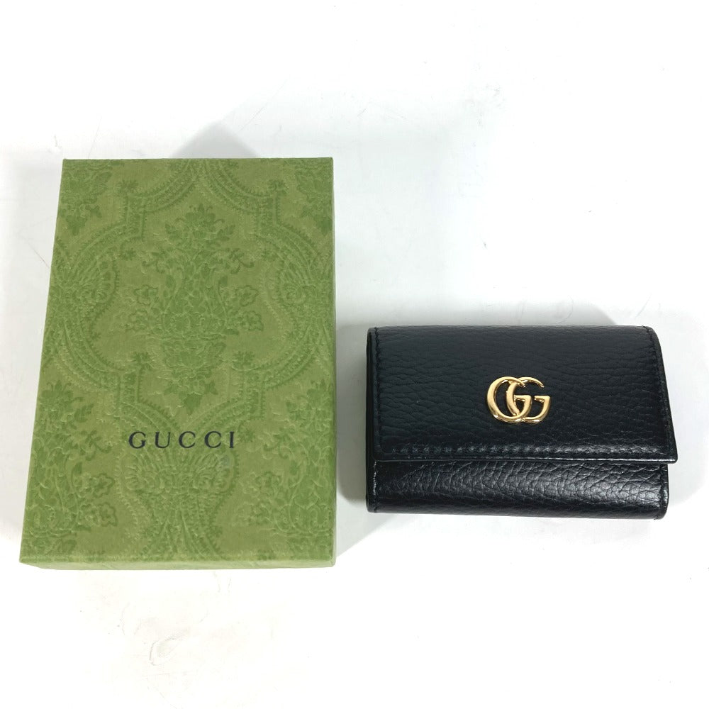 GUCCI Key case Key holder 456118 leather black key GG Marmont Women Used Authentic