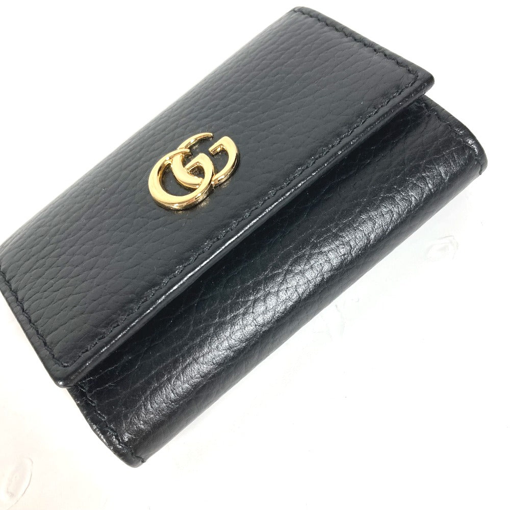 GUCCI Key case Key holder 456118 leather black key GG Marmont Women Used Authentic