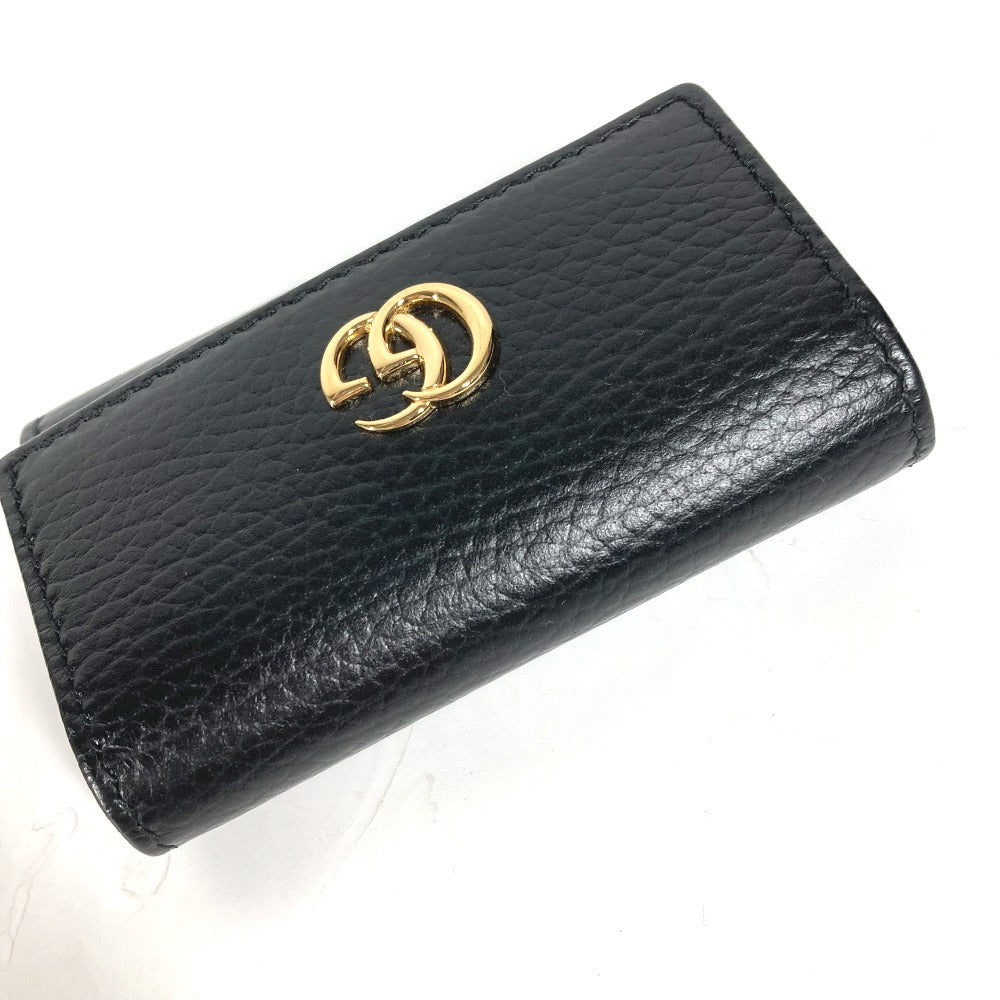 GUCCI Key case Key holder 456118 leather black key GG Marmont Women Used Authentic