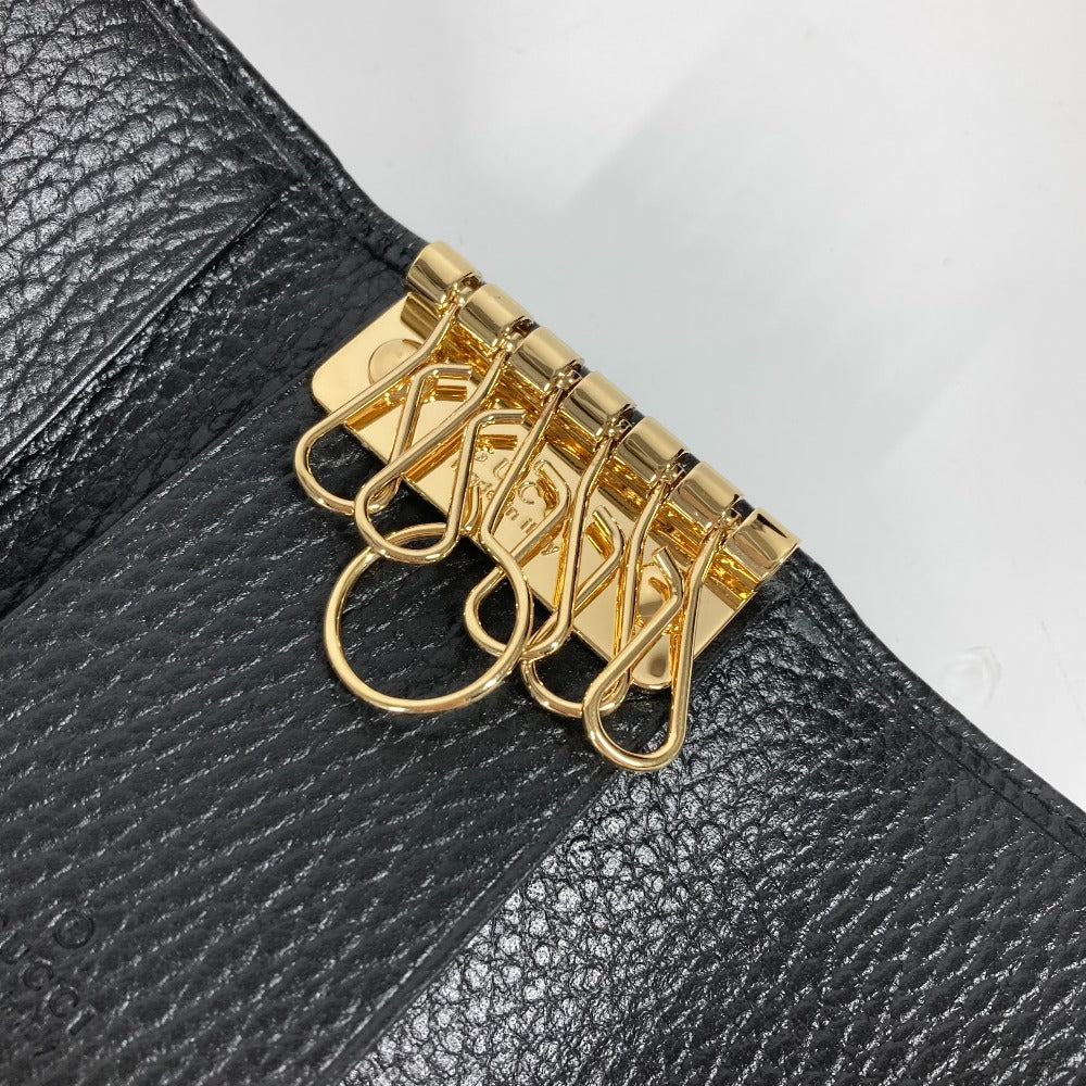 GUCCI Key case Key holder 456118 leather black key GG Marmont Women Used Authentic