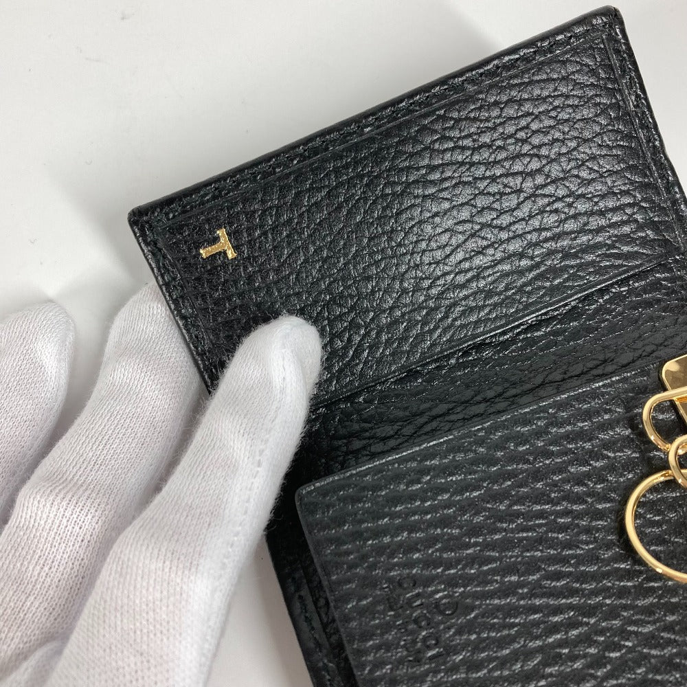 GUCCI Key case Key holder 456118 leather black key GG Marmont Women Used Authentic
