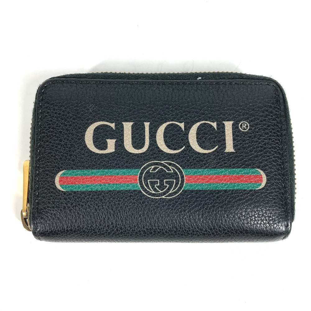GUCCI Coin case 496319 leather black Coin Pocket Wallet logo Women Used Authentic