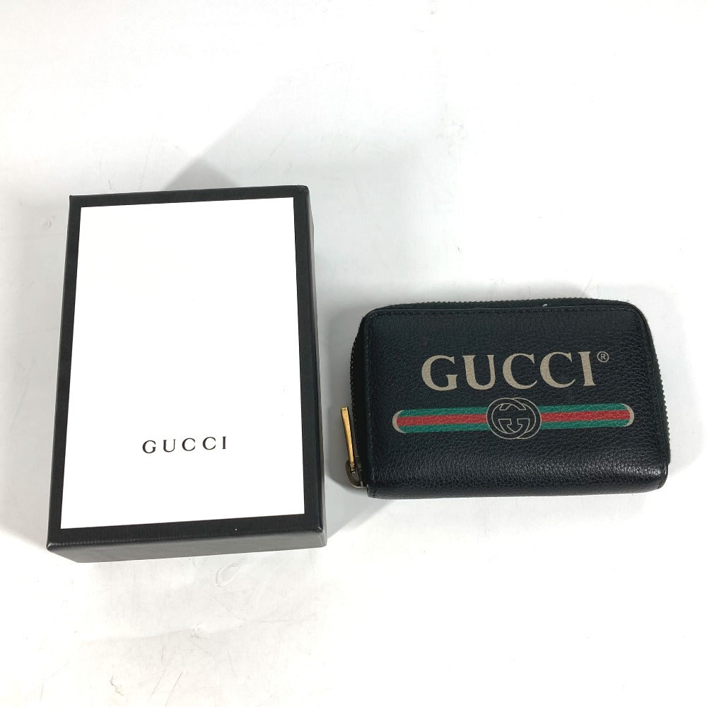 GUCCI Coin case 496319 leather black Coin Pocket Wallet logo Women Used Authentic
