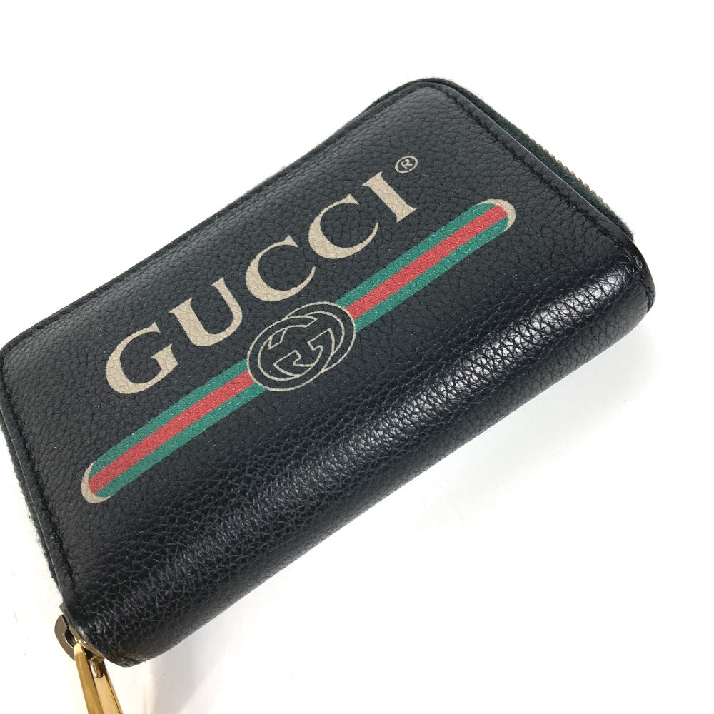 GUCCI Coin case 496319 leather black Coin Pocket Wallet logo Women Used Authentic