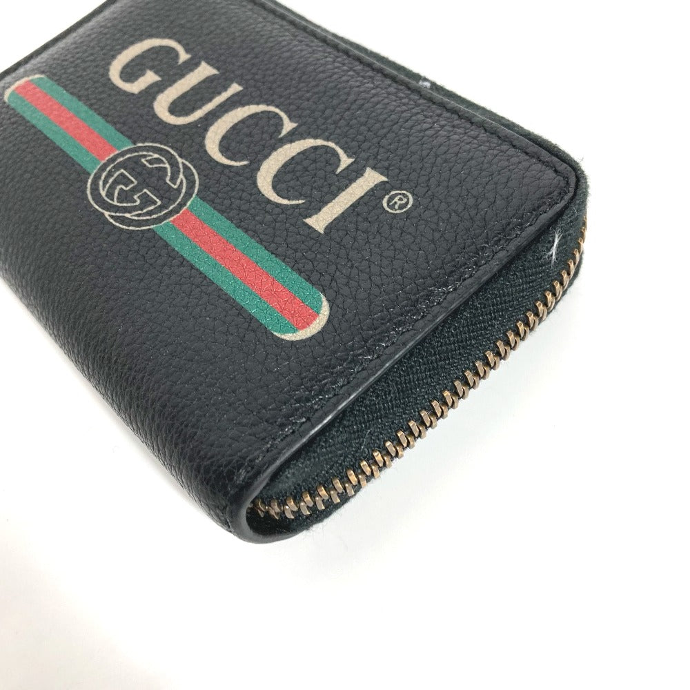 GUCCI Coin case 496319 leather black Coin Pocket Wallet logo Women Used Authentic