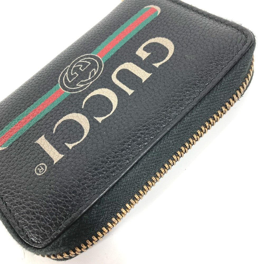 GUCCI Coin case 496319 leather black Coin Pocket Wallet logo Women Used Authentic