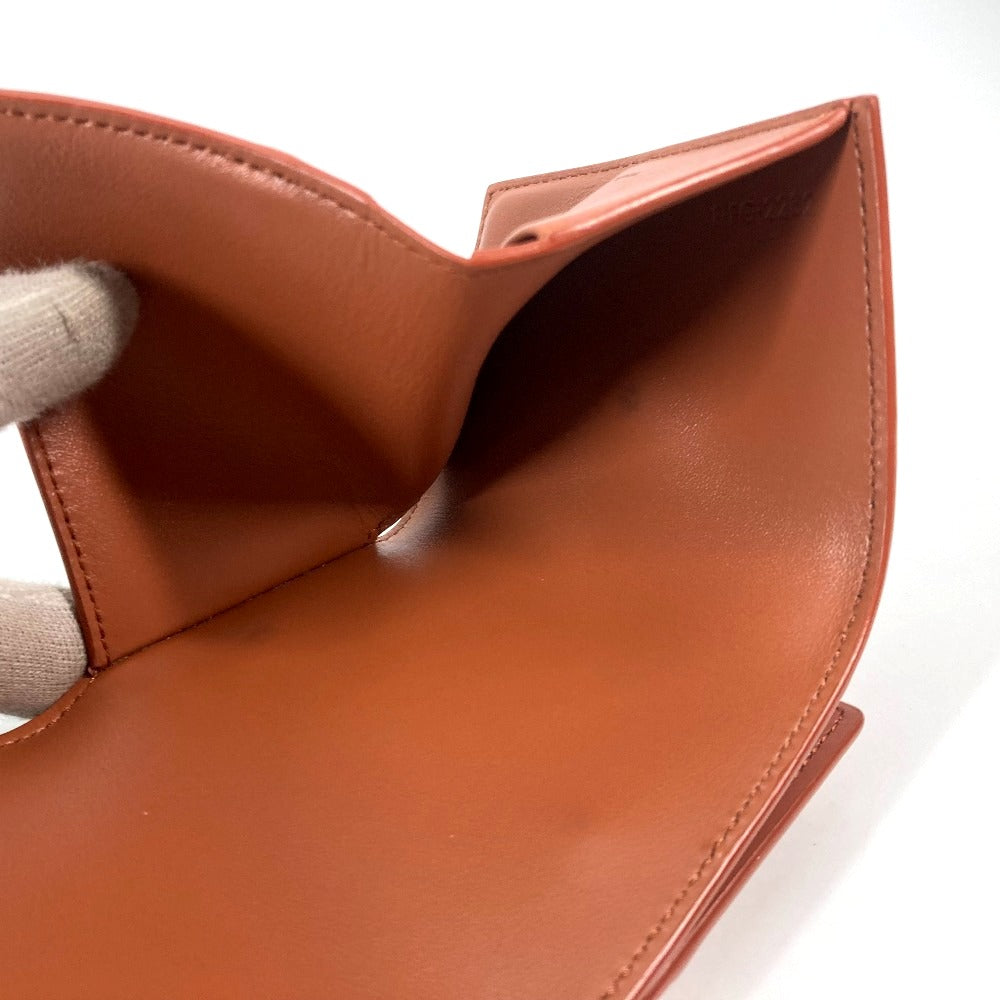 CELINE Trifold wallet leather Brown Triomphe Compact wallet with coin pocket Women Used Authentic
