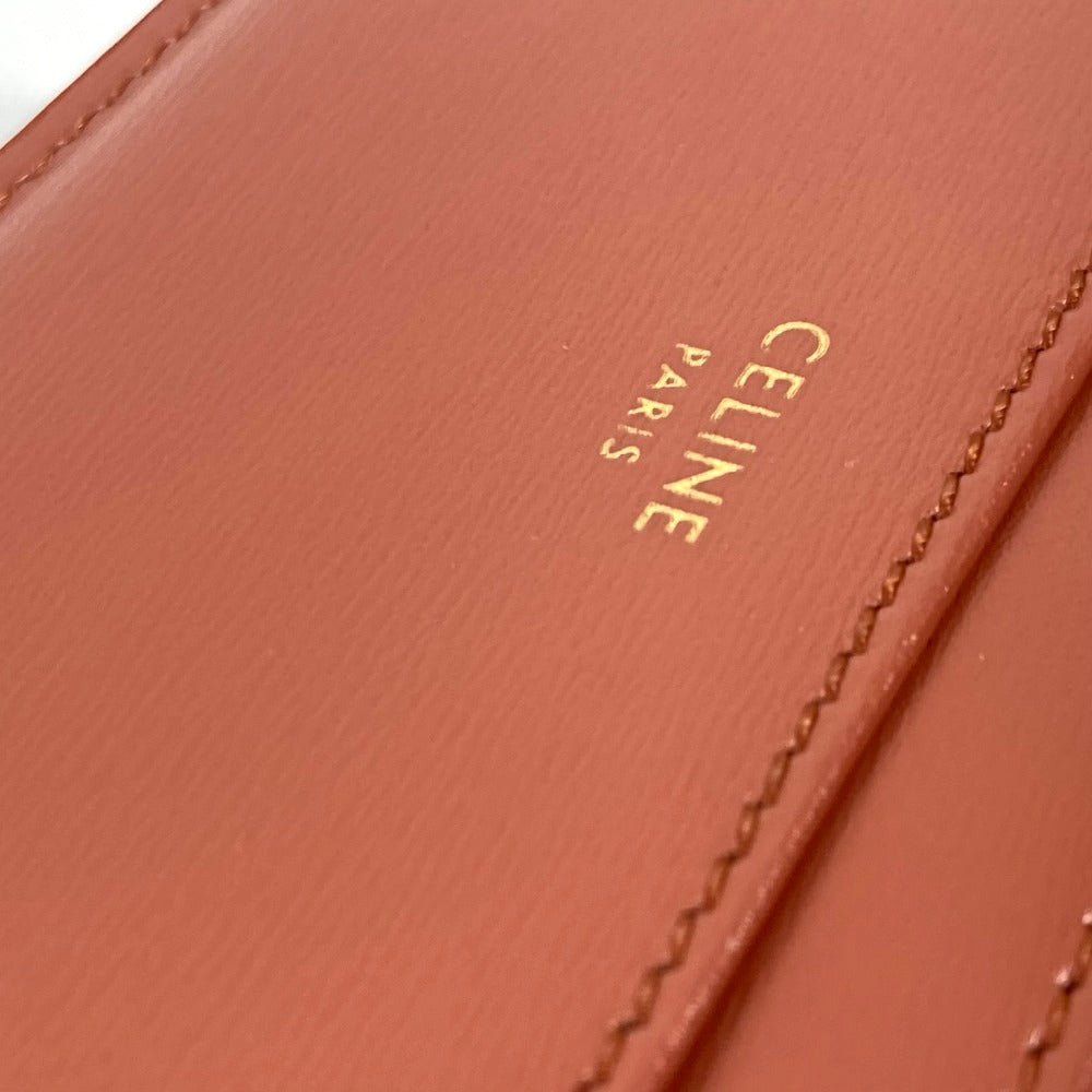 CELINE Trifold wallet leather Brown Triomphe Compact wallet with coin pocket Women Used Authentic