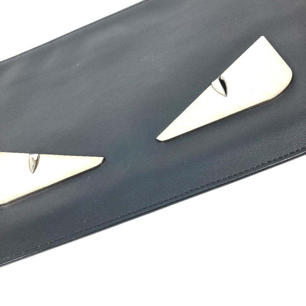 FENDI Clutch bag 7N0078 leather black Monster Bugs