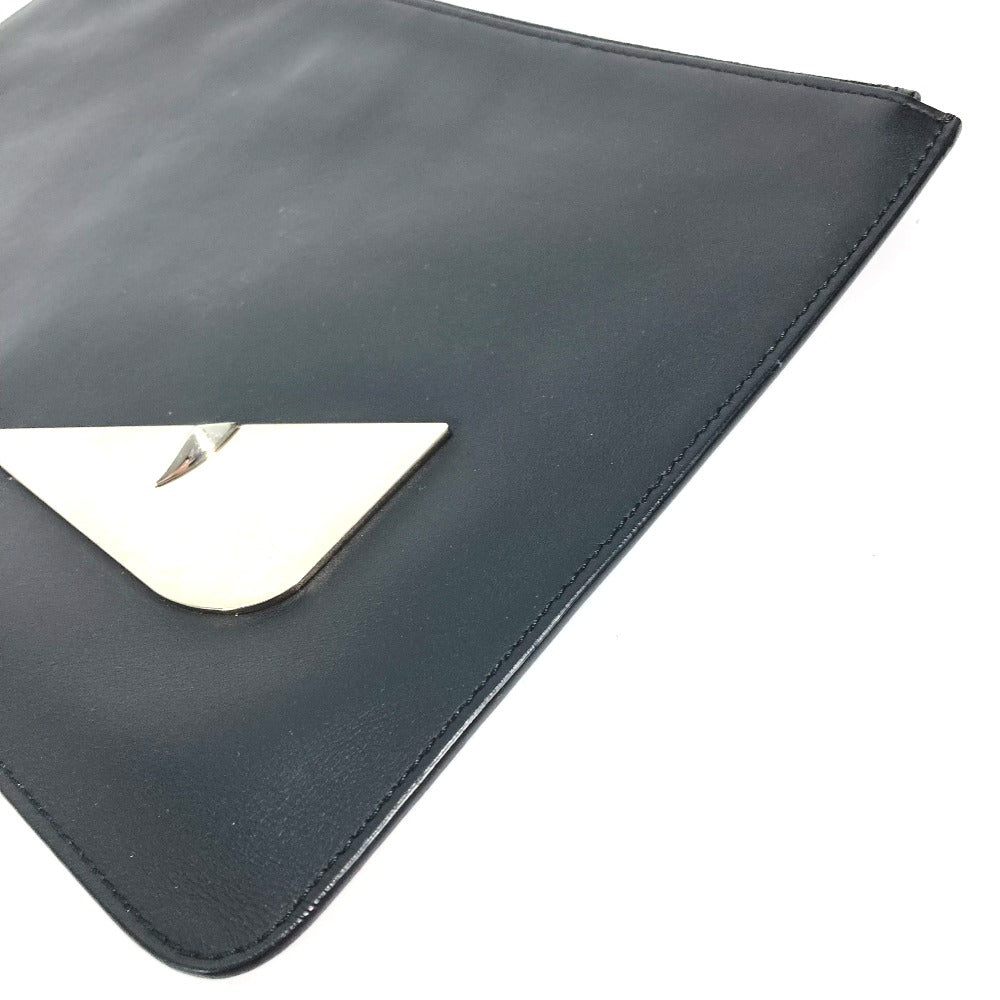 FENDI Clutch bag 7N0078 leather black Monster Bugs