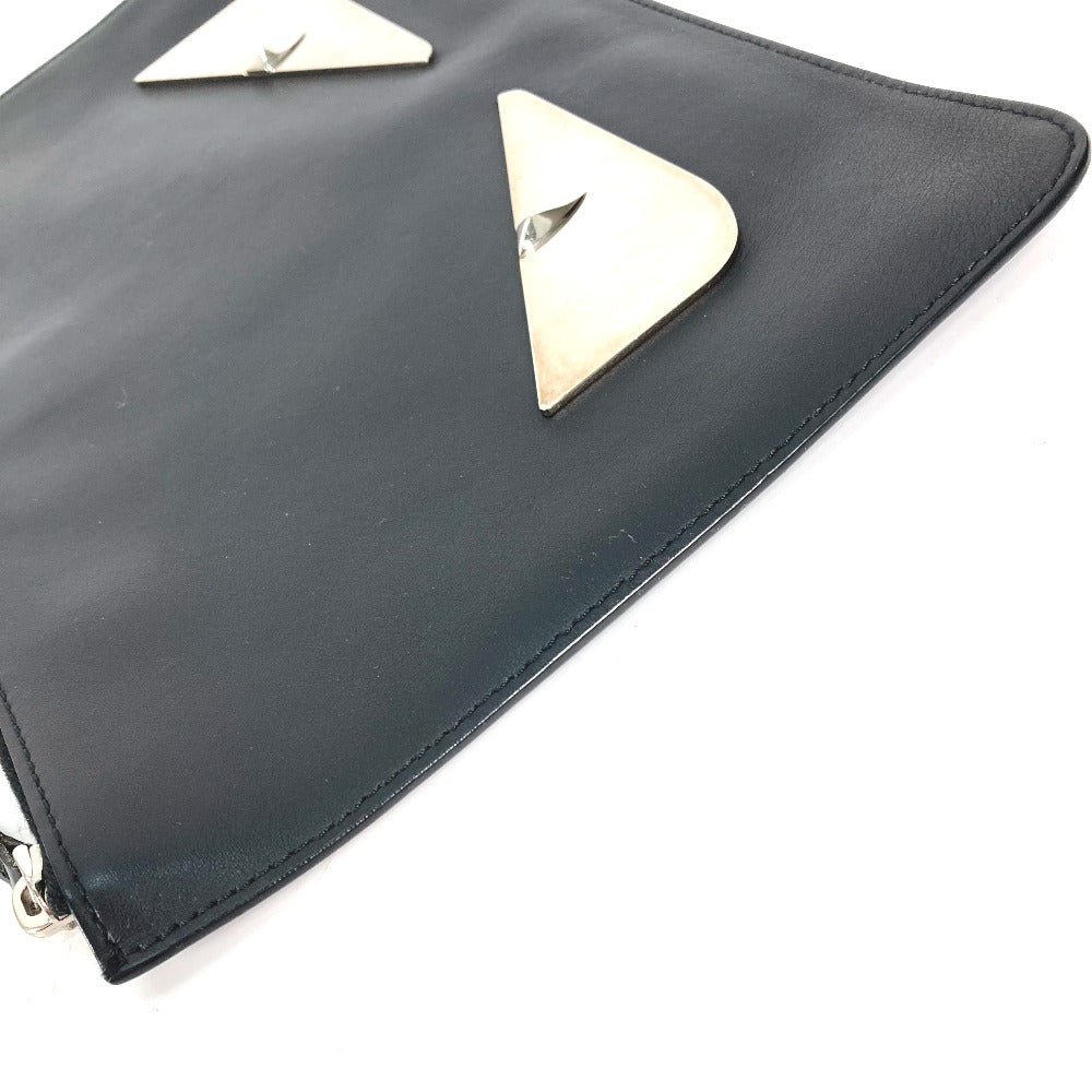FENDI Clutch bag 7N0078 leather black Monster Bugs