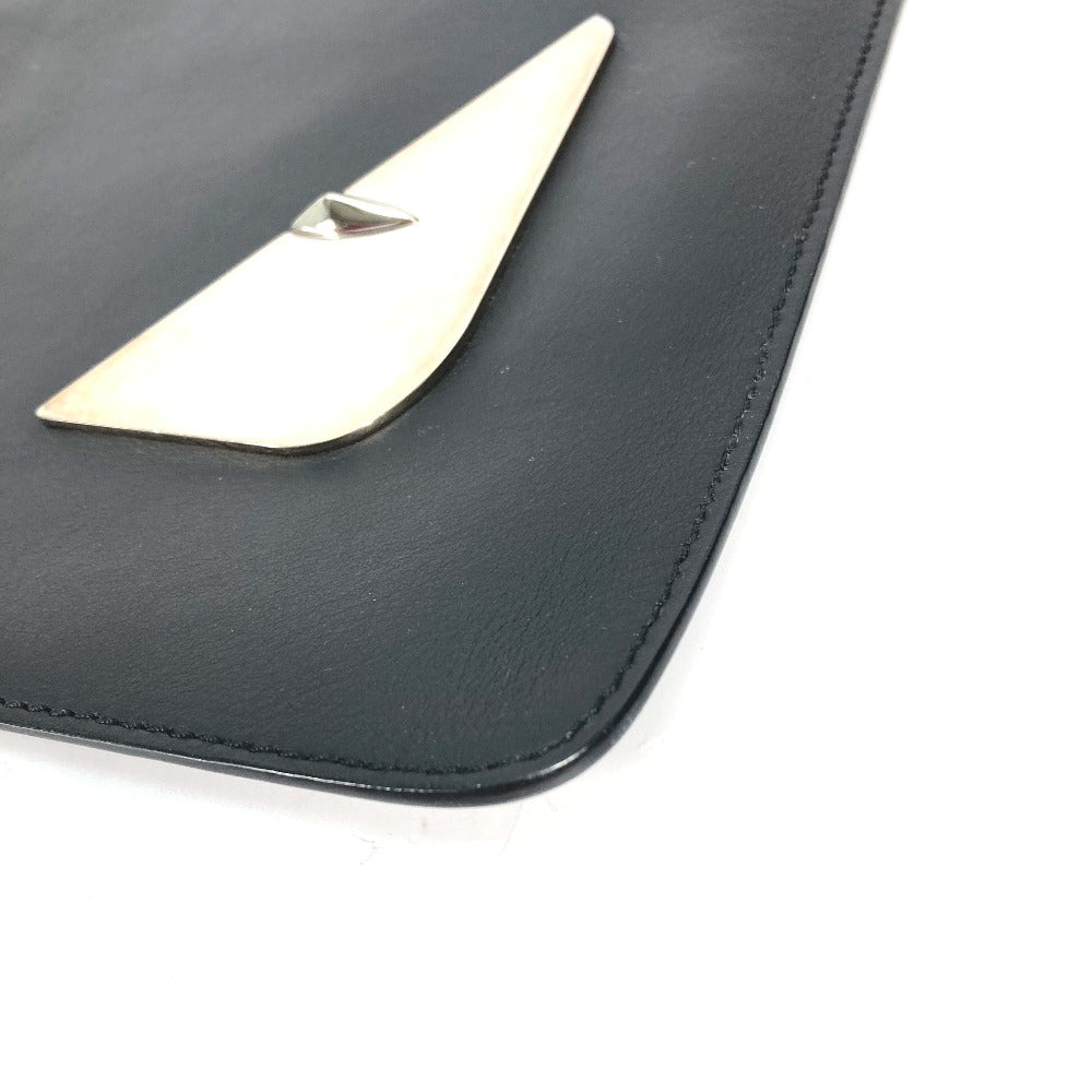 FENDI Clutch bag 7N0078 leather black Monster Bugs