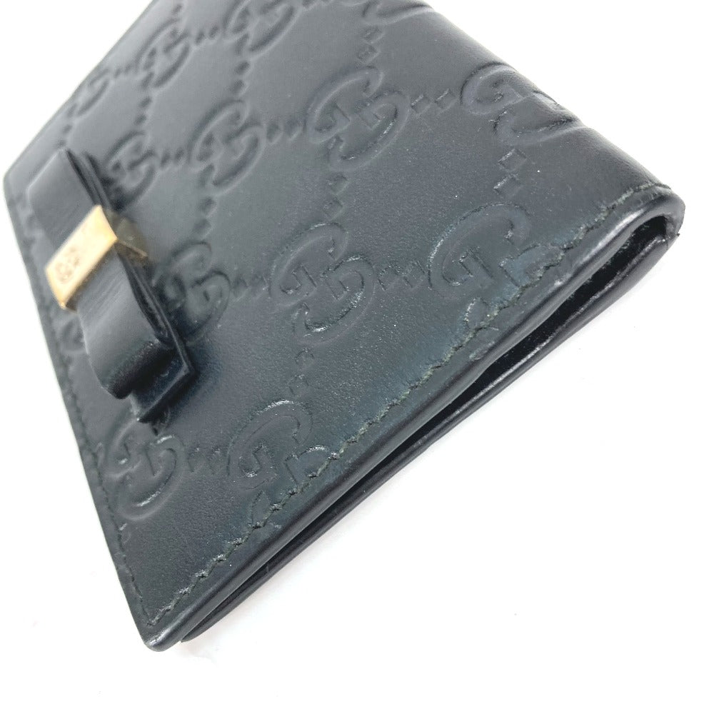 GUCCI Card Case 451192 Sima leather black Guccisima GG Ribbon Ribon