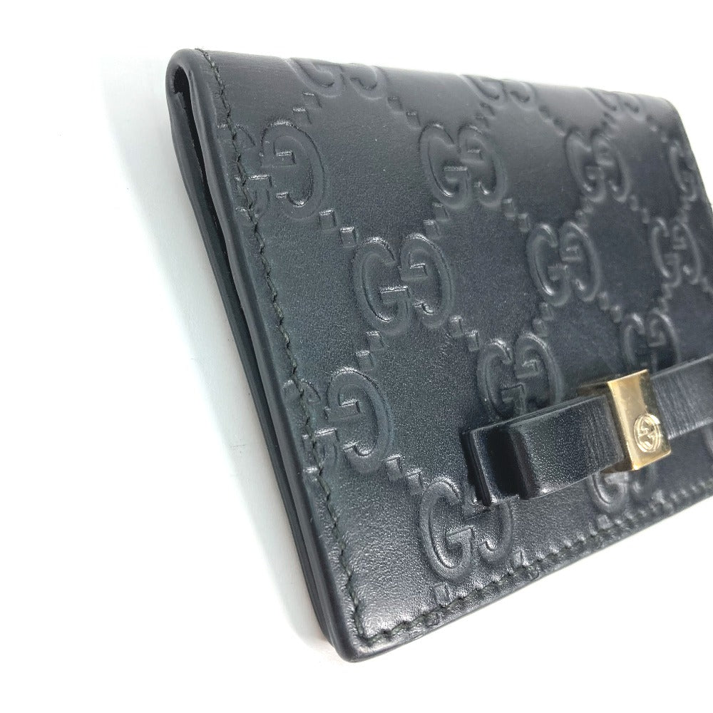 GUCCI Card Case 451192 Sima leather black Guccisima GG Ribbon Ribon