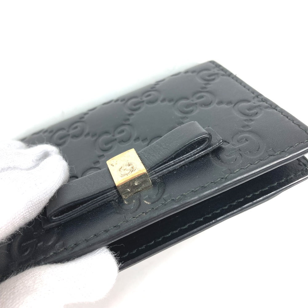 GUCCI Card Case 451192 Sima leather black Guccisima GG Ribbon Ribon