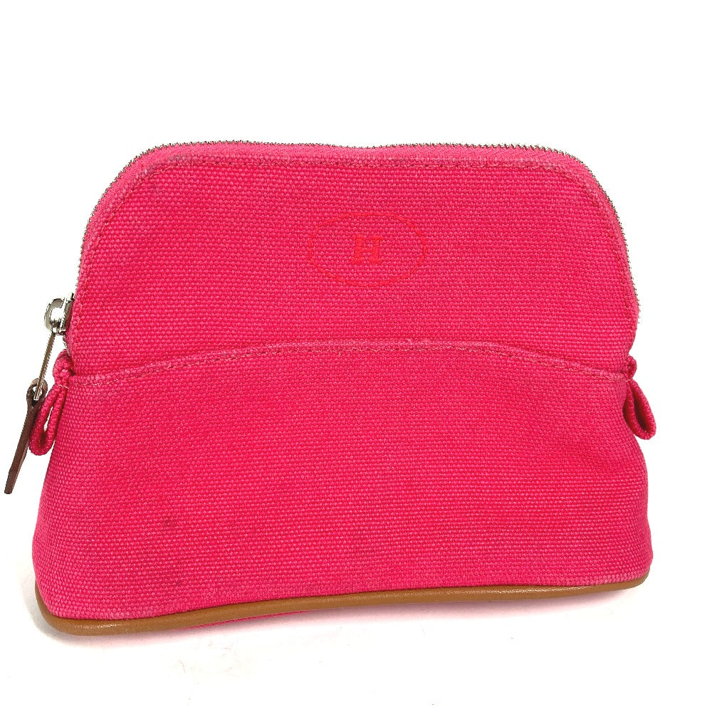 HERMES Pouch canvas pink Bolide Pouch Mini Mini 16 Women Used Authentic