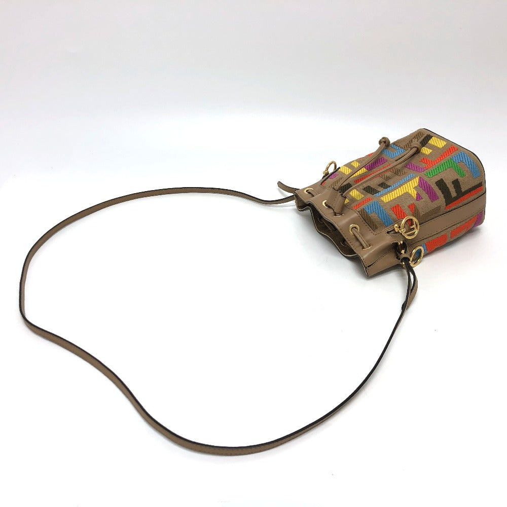 FENDI Shoulder Bag 8BS010 Canvas / leather multicolor Zucca Bucket bag Women Used Authentic
