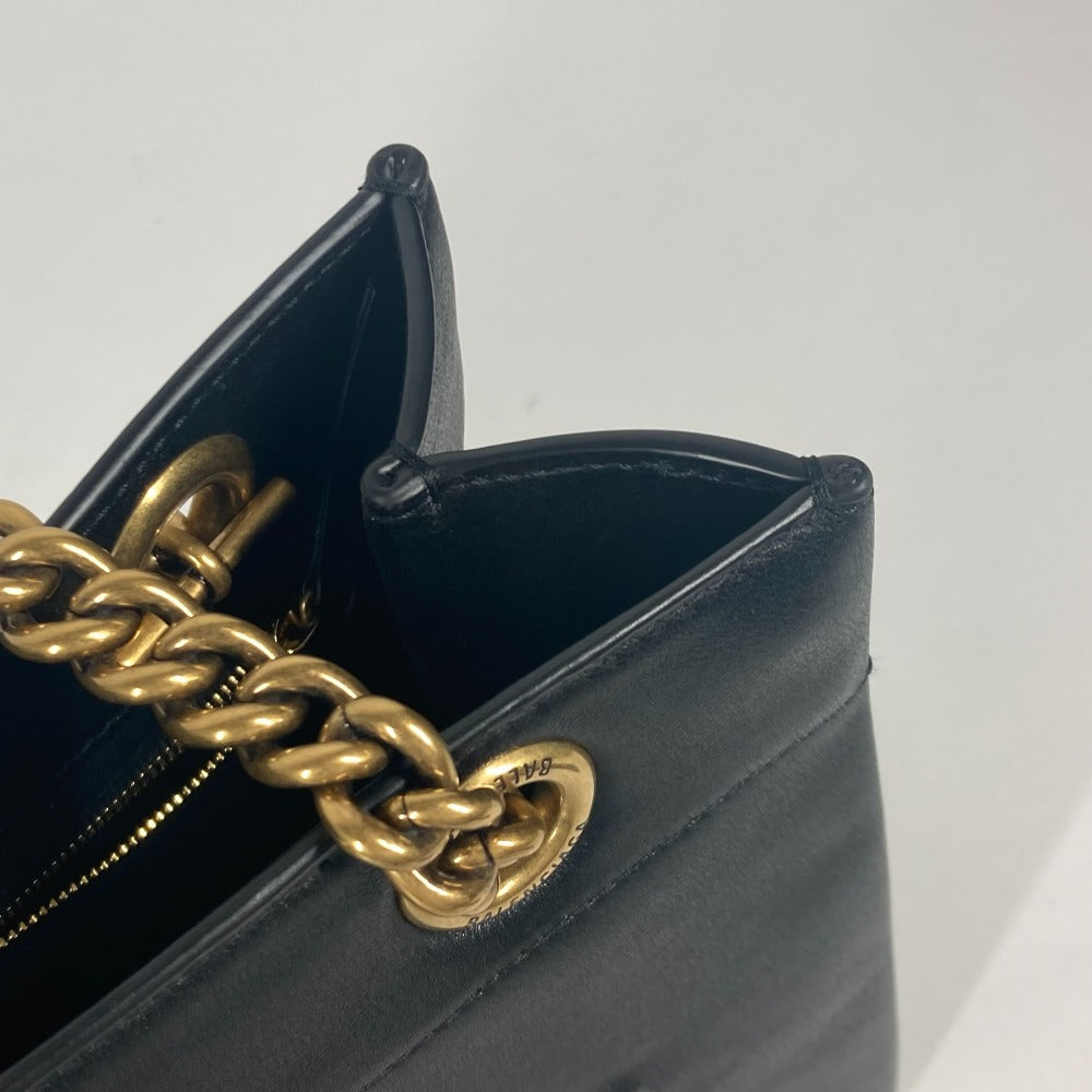 BALENCIAGA Tote Bag 760012 leather black logo Duty Free Small Women Used Authentic