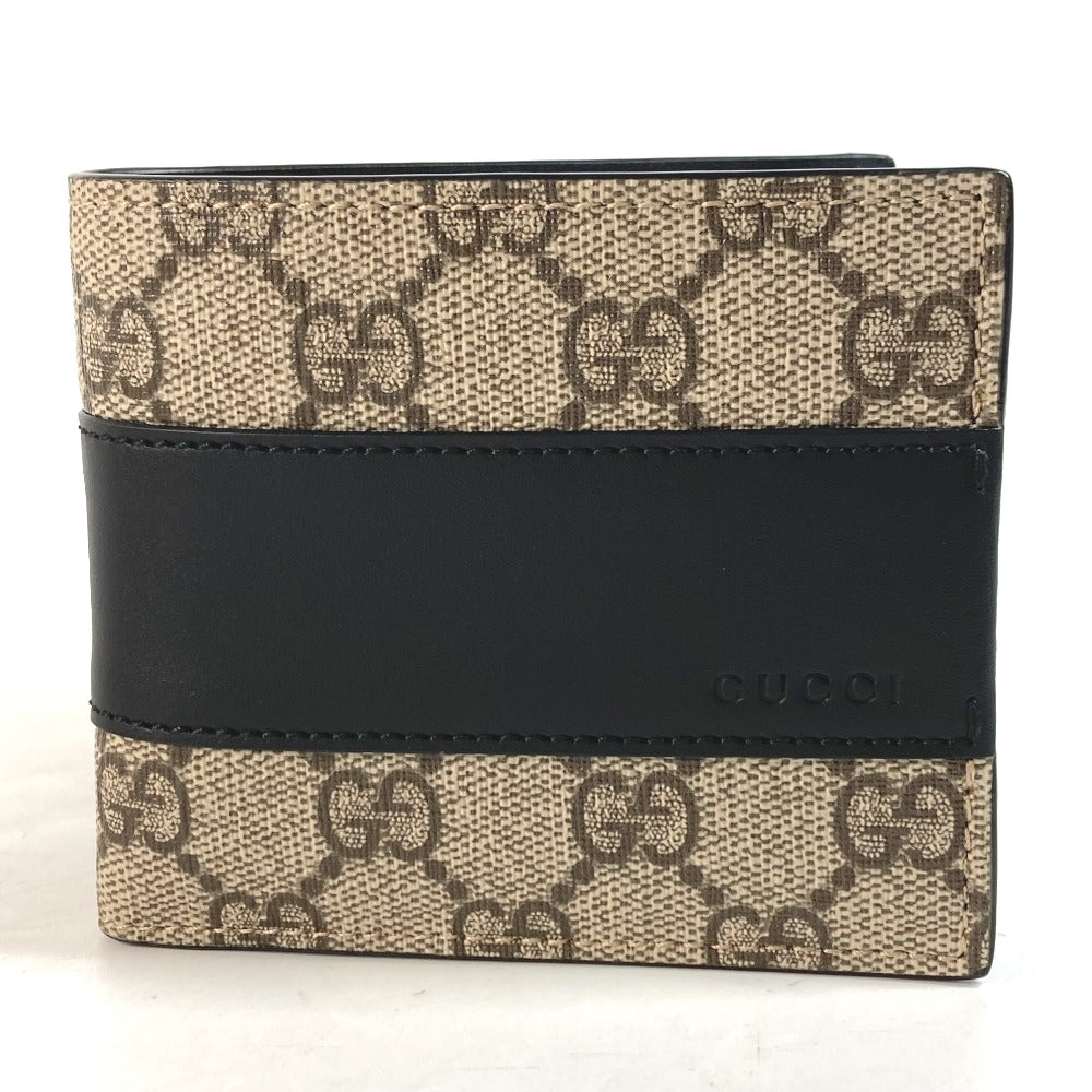 GUCCI Folded wallet 451240 GG Supreme Canvas Black x beige GG Supreme Eden mens Used Authentic