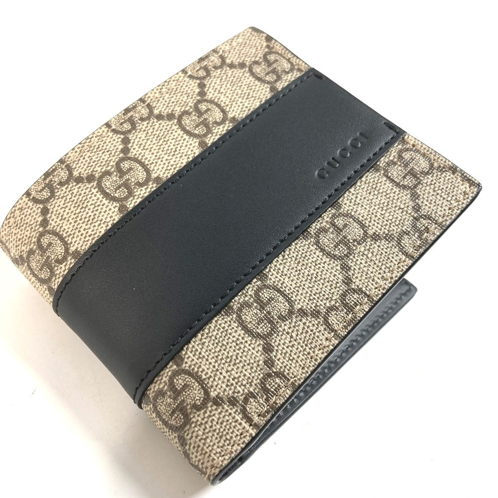 GUCCI Folded wallet 451240 GG Supreme Canvas Black x beige GG Supreme Eden mens Used Authentic