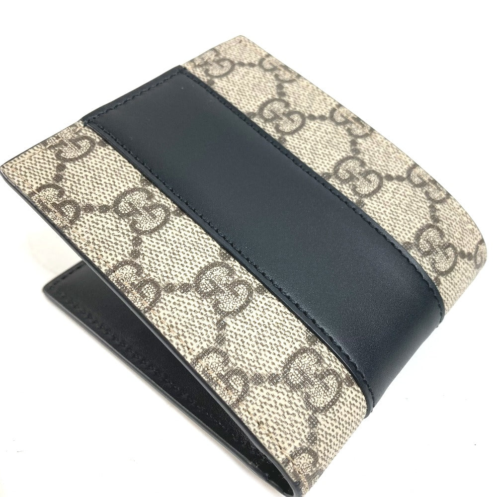 GUCCI Folded wallet 451240 GG Supreme Canvas Black x beige GG Supreme Eden mens Used Authentic