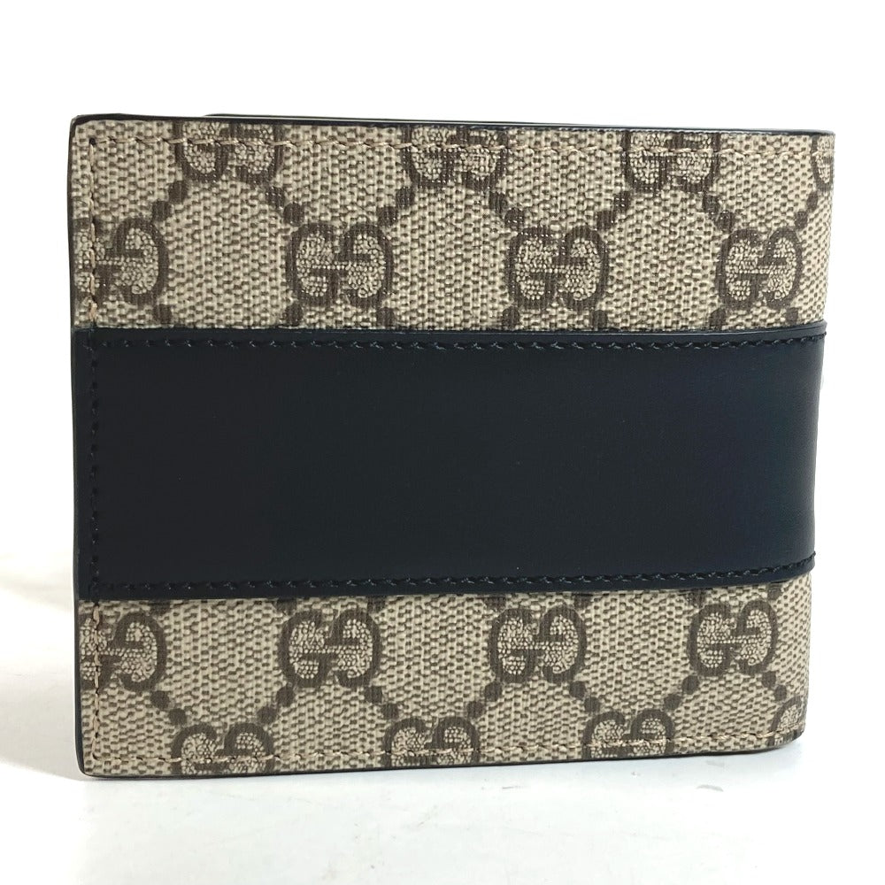 GUCCI Folded wallet 451240 GG Supreme Canvas Black x beige GG Supreme Eden mens Used Authentic