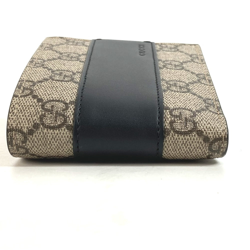GUCCI Folded wallet 451240 GG Supreme Canvas Black x beige GG Supreme Eden mens Used Authentic
