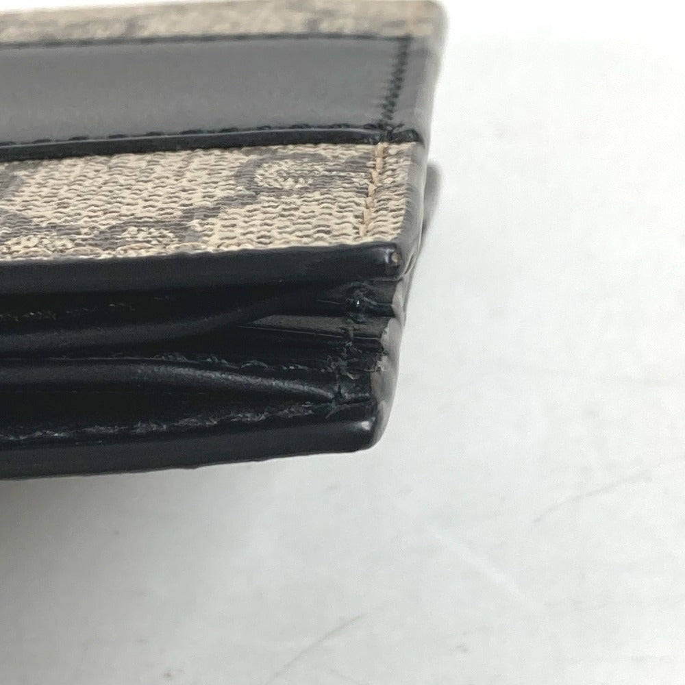 GUCCI Folded wallet 451240 GG Supreme Canvas Black x beige GG Supreme Eden mens Used Authentic