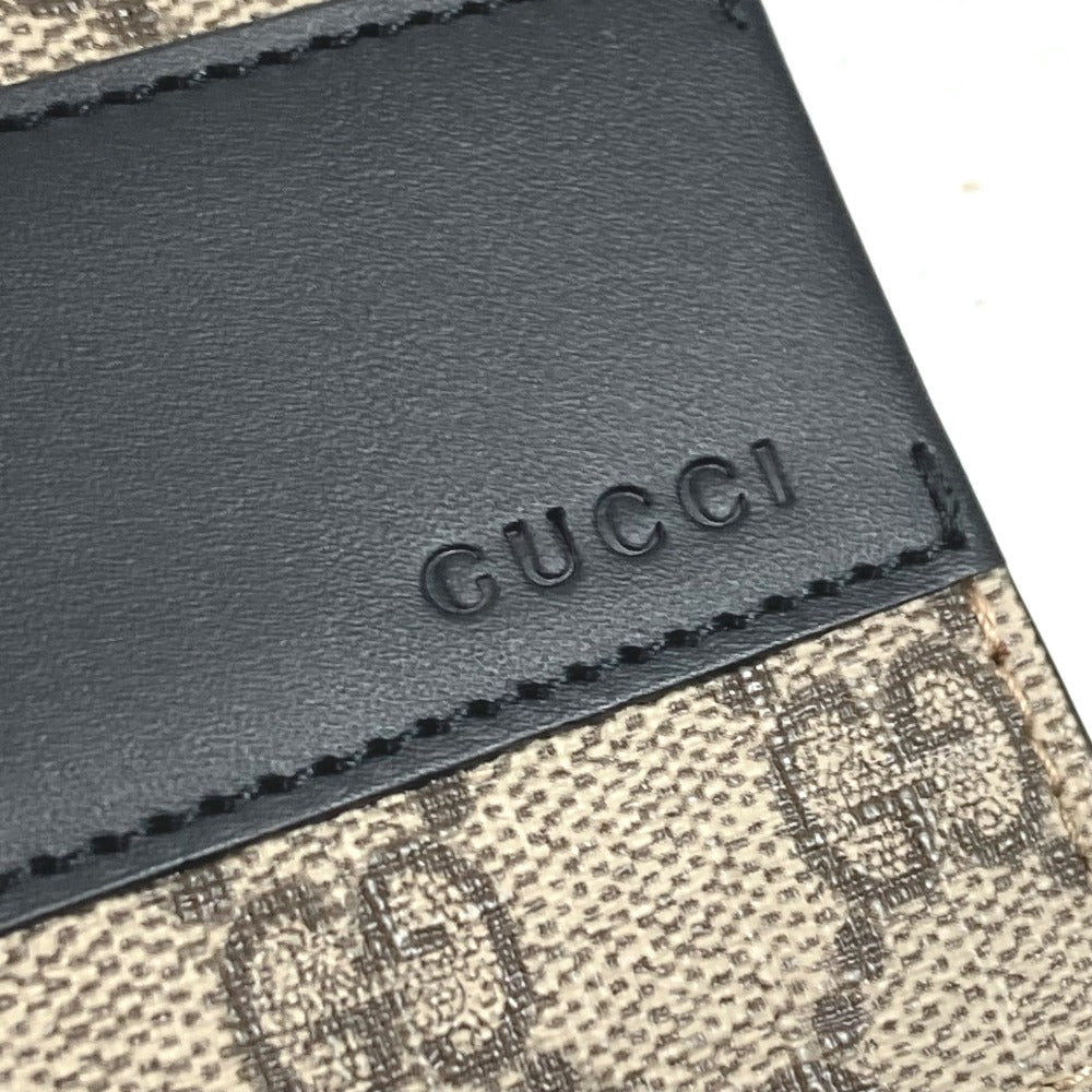 GUCCI Folded wallet 451240 GG Supreme Canvas Black x beige GG Supreme Eden mens Used Authentic
