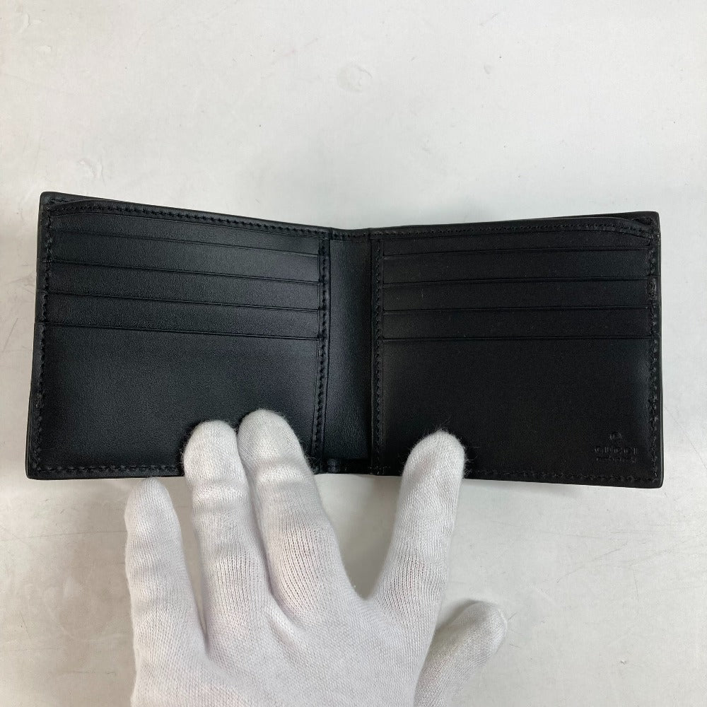 GUCCI Folded wallet 451240 GG Supreme Canvas Black x beige GG Supreme Eden mens Used Authentic