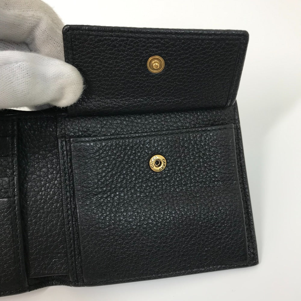 GUCCI Folded wallet 496316 leather black Vintage logo print mens Used Authentic