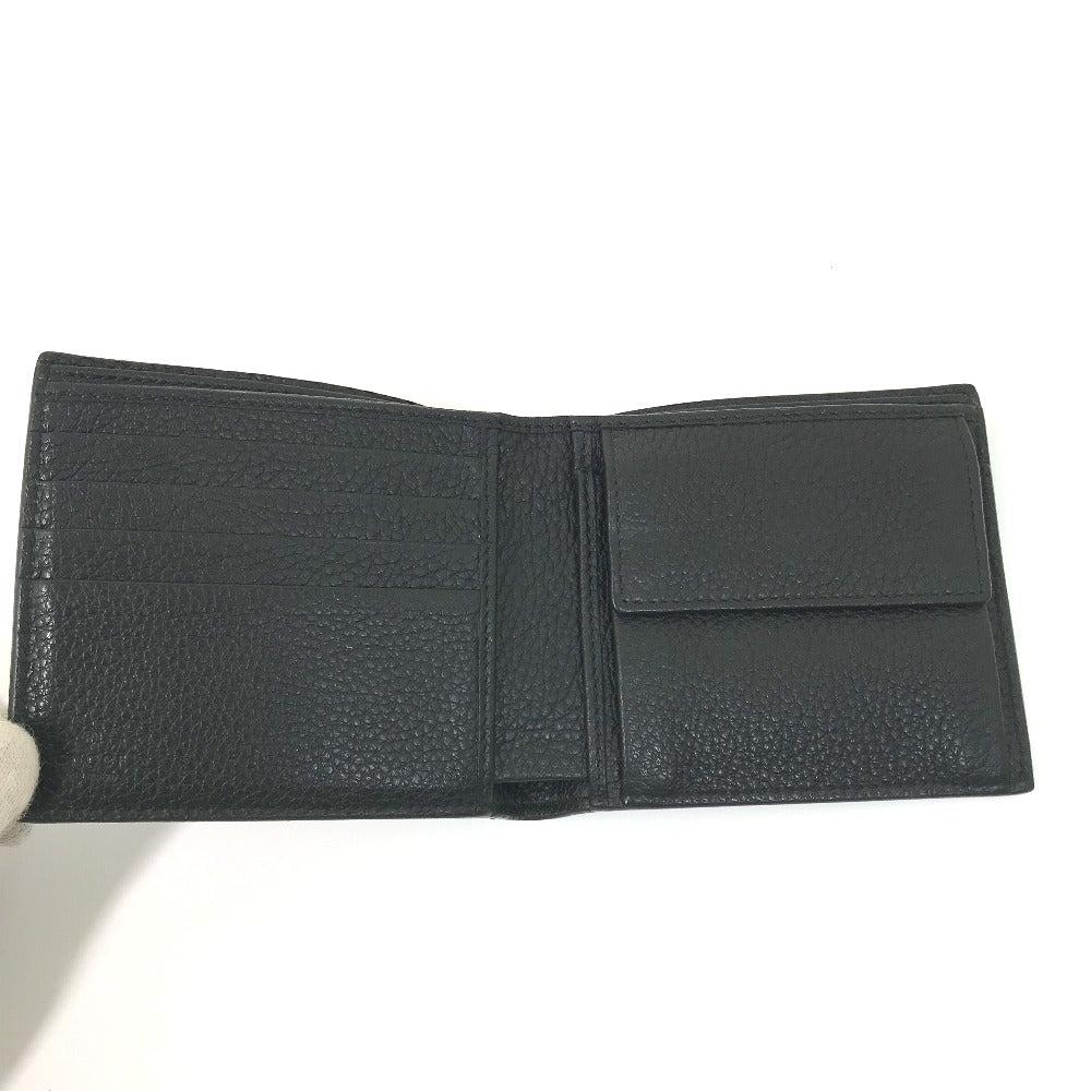 GUCCI Folded wallet 496316 leather black Vintage logo print mens Used Authentic