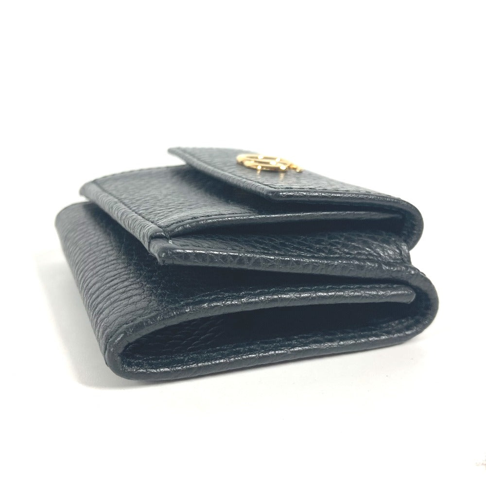 GUCCI Trifold wallet 523277 leather black GG Marmont Women Used Authentic