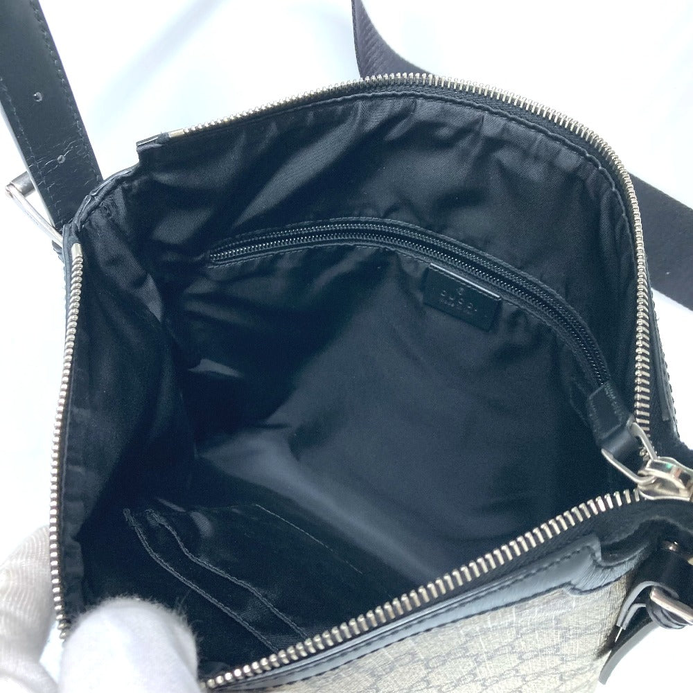 GUCCI Shoulder Bag 387111 GG Supreme Canvas Beige x black GG Supreme Shelly Line Web Line unisex(Unisex) Used Authentic