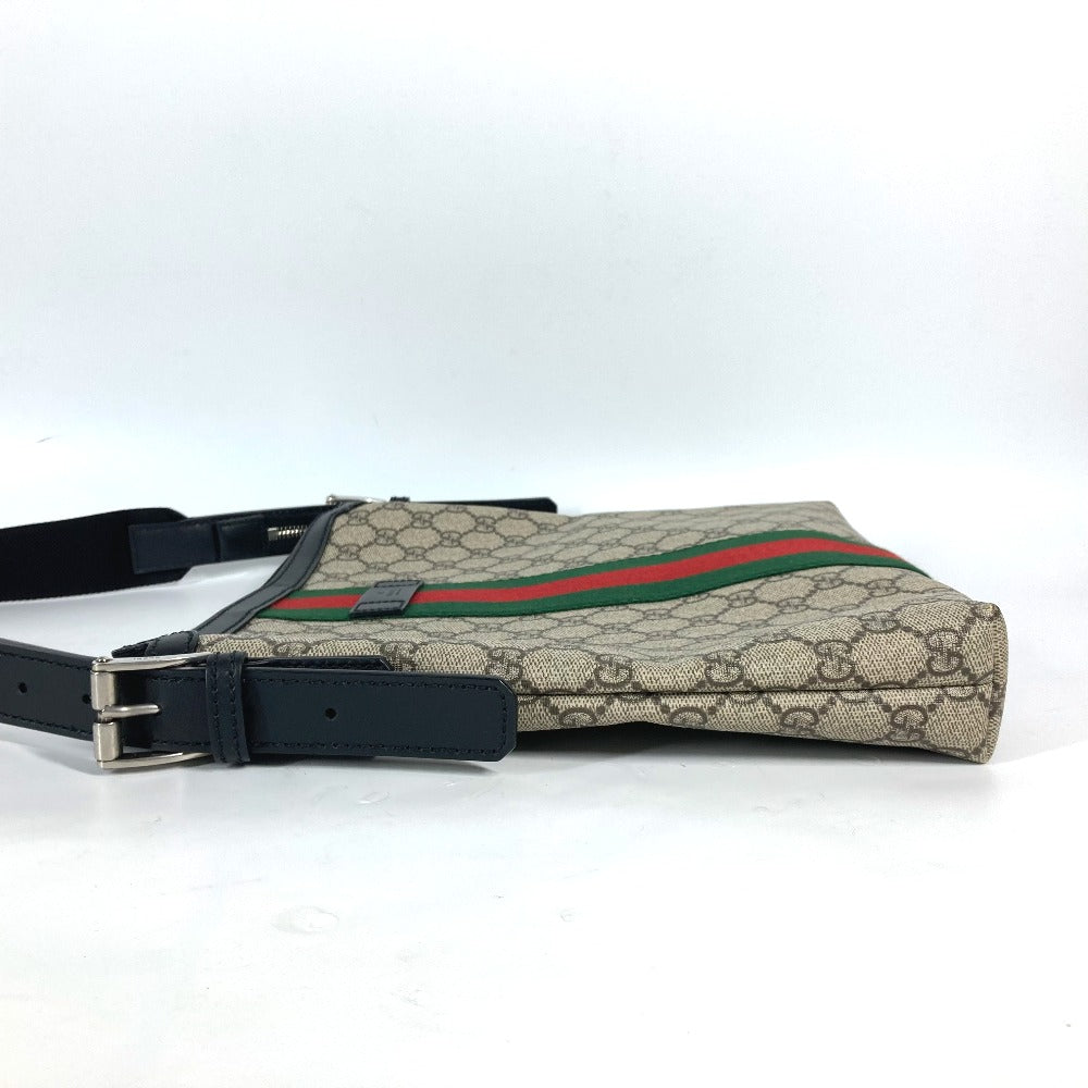 GUCCI Shoulder Bag 387111 GG Supreme Canvas Beige x black GG Supreme Shelly Line Web Line unisex(Unisex) Used Authentic
