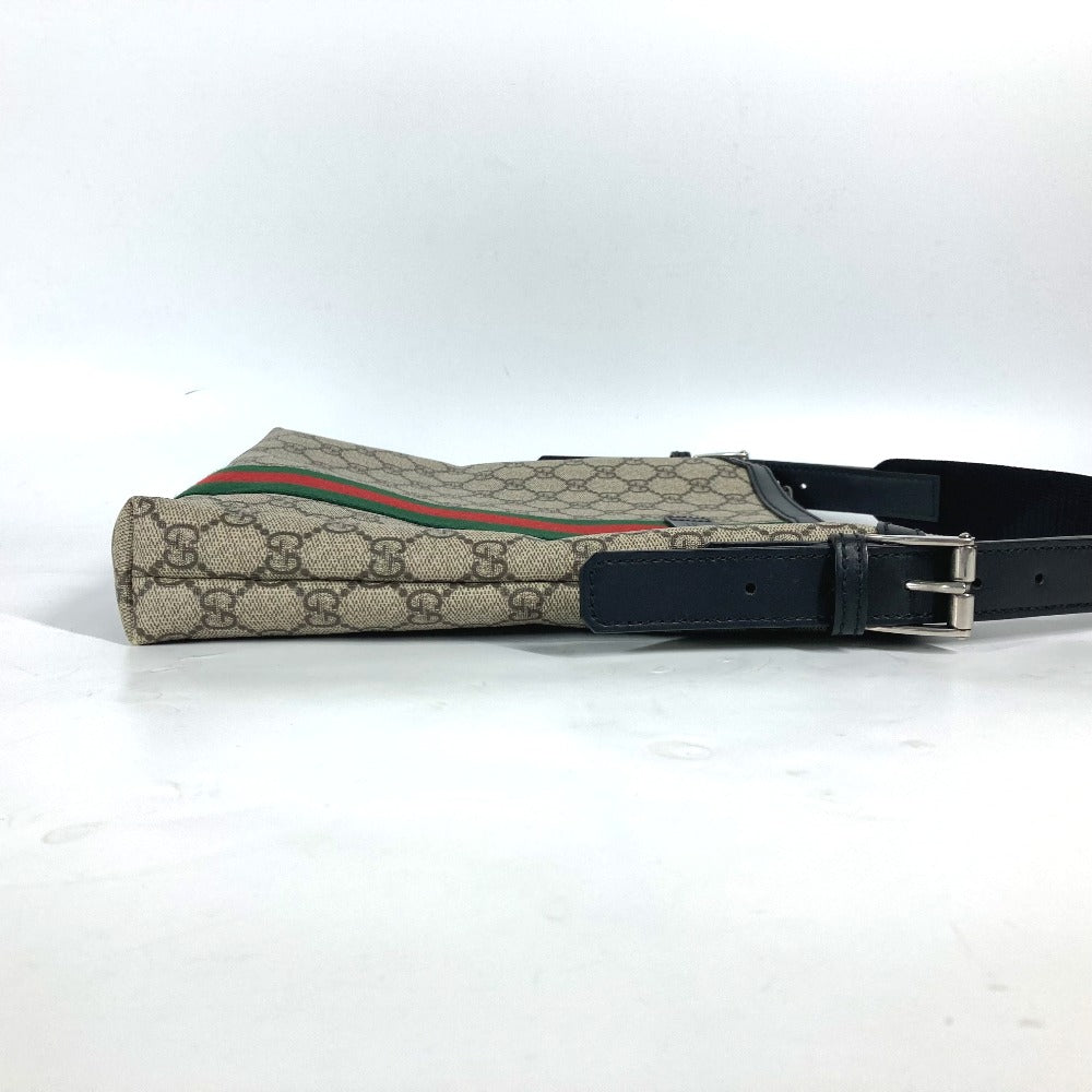 GUCCI Shoulder Bag 387111 GG Supreme Canvas Beige x black GG Supreme Shelly Line Web Line unisex(Unisex) Used Authentic