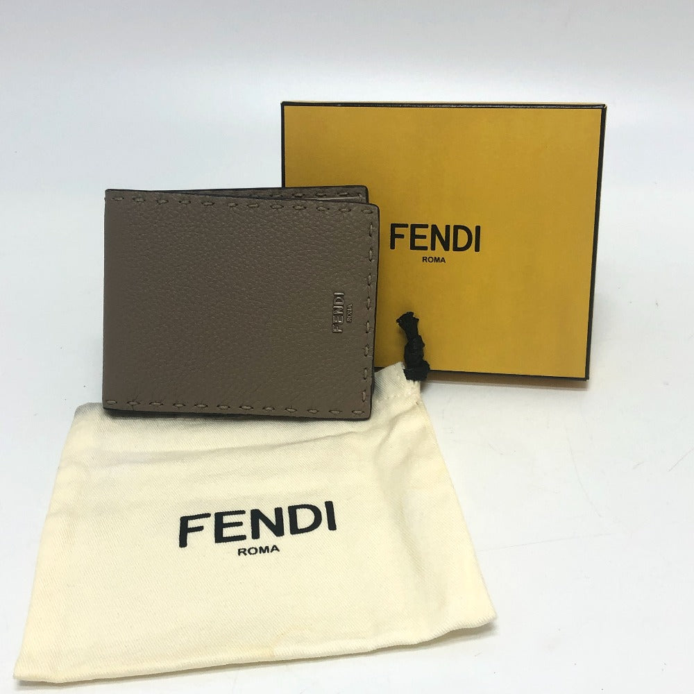 FENDI Folded wallet 7M0194 leather gray stitch Celeria