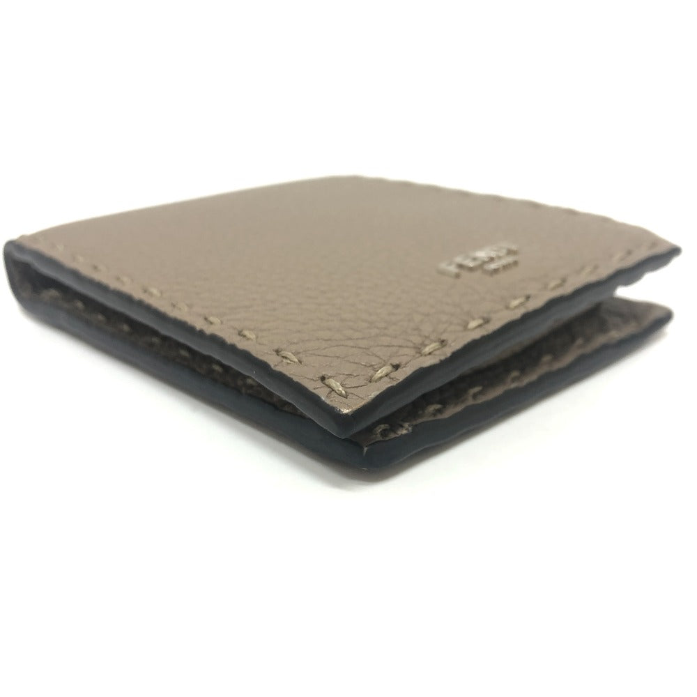 FENDI Folded wallet 7M0194 leather gray stitch Celeria