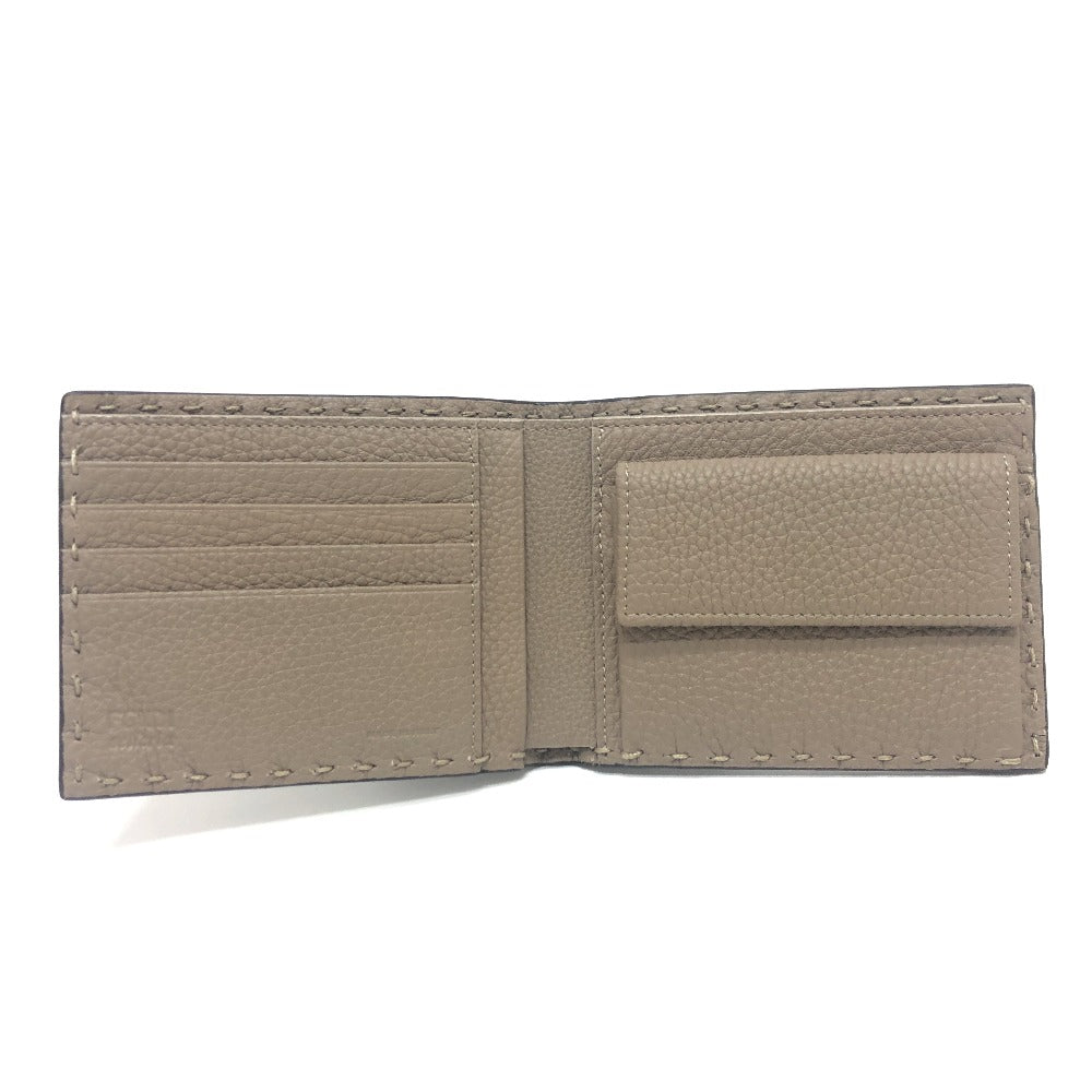 FENDI Folded wallet 7M0194 leather gray stitch Celeria