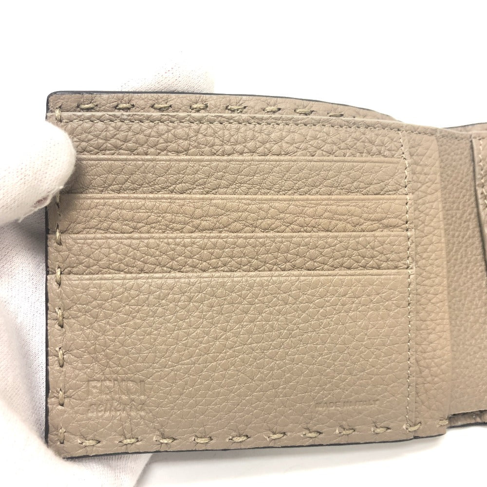 FENDI Folded wallet 7M0194 leather gray stitch Celeria