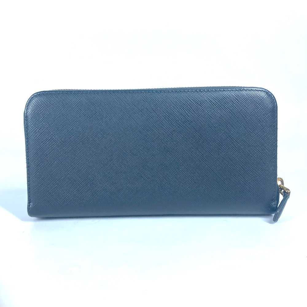 PRADA Long Wallet Purse 1ML506 saffiano leather black logo Heart Bicolor