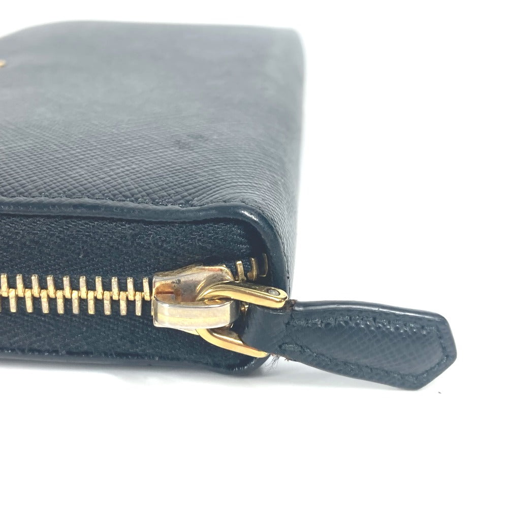 PRADA Long Wallet Purse 1ML506 saffiano leather black logo Heart Bicolor