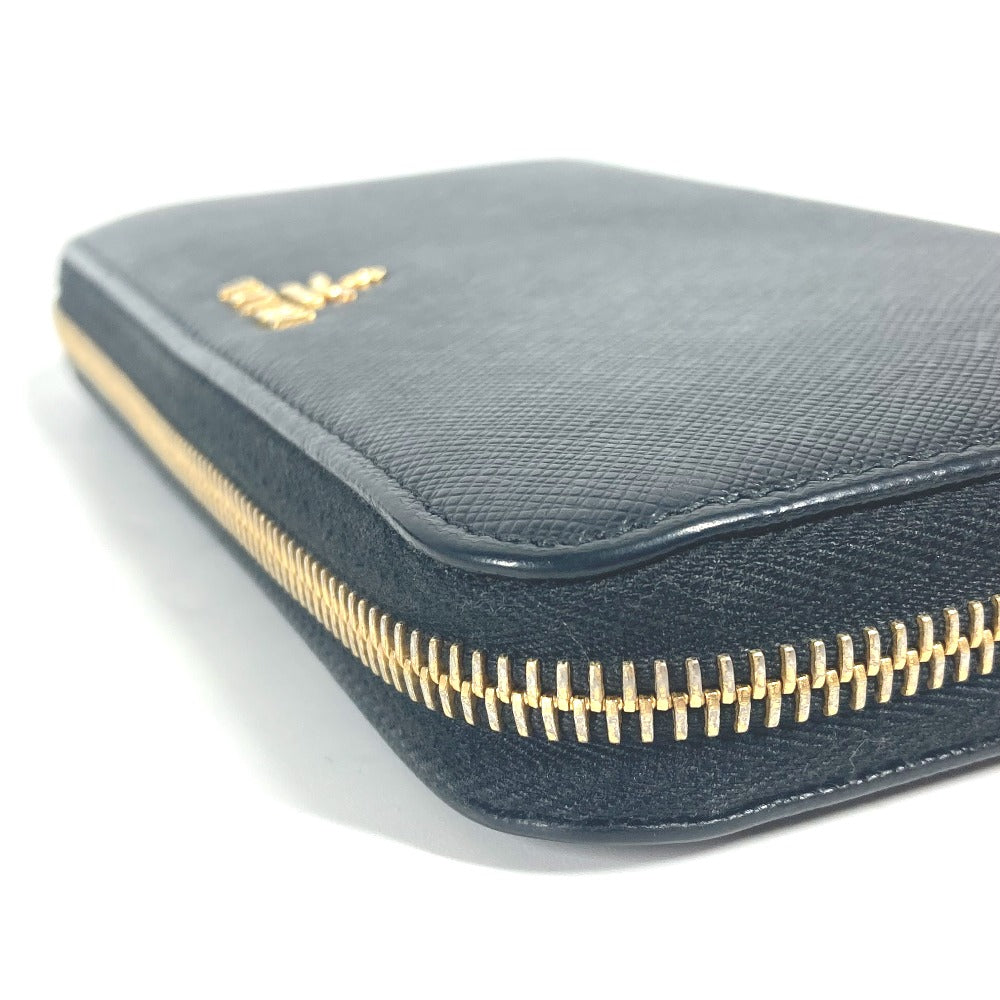 PRADA Long Wallet Purse 1ML506 saffiano leather black logo Heart Bicolor
