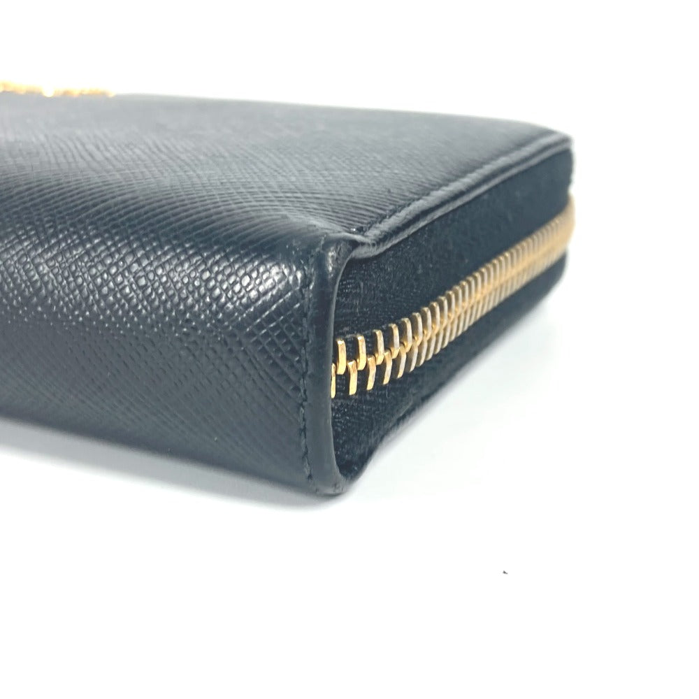 PRADA Long Wallet Purse 1ML506 saffiano leather black logo Heart Bicolor