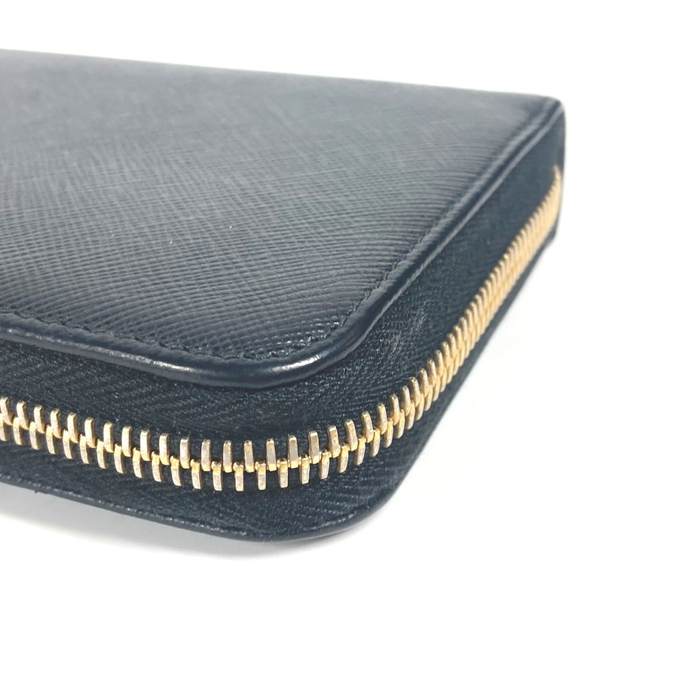 PRADA Long Wallet Purse 1ML506 saffiano leather black logo Heart Bicolor