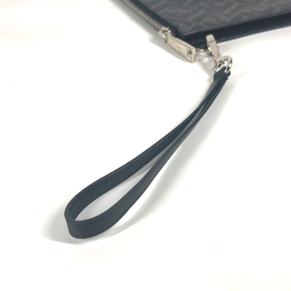 FENDI Clutch bag 7N0110 leather Black x Yellow x Grey Flat slim slim Diagonal Zucca mens Used Authentic